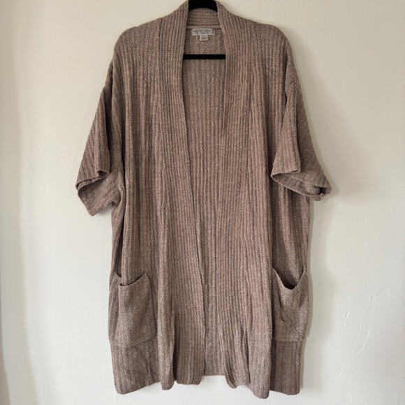 Barefoot Dreams Sweaters - Barefoot Dreams Cozychic Lite Open Front Ribbed Short Sleeve Cardigan Size XL